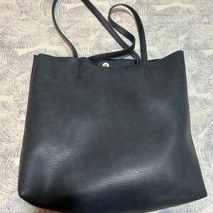 TJ Maxx Elegant Navy Blue Leather Tote